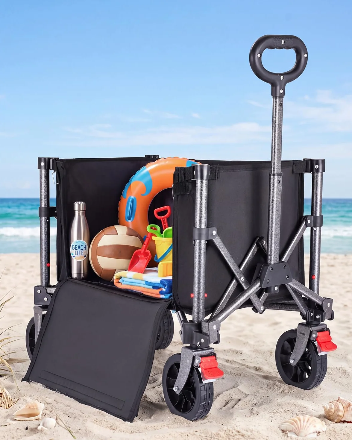 Chariot de Courses Pliable 70L 80kg Yeaupe Pro avec Fermeture Éclair et Poignée Réglable