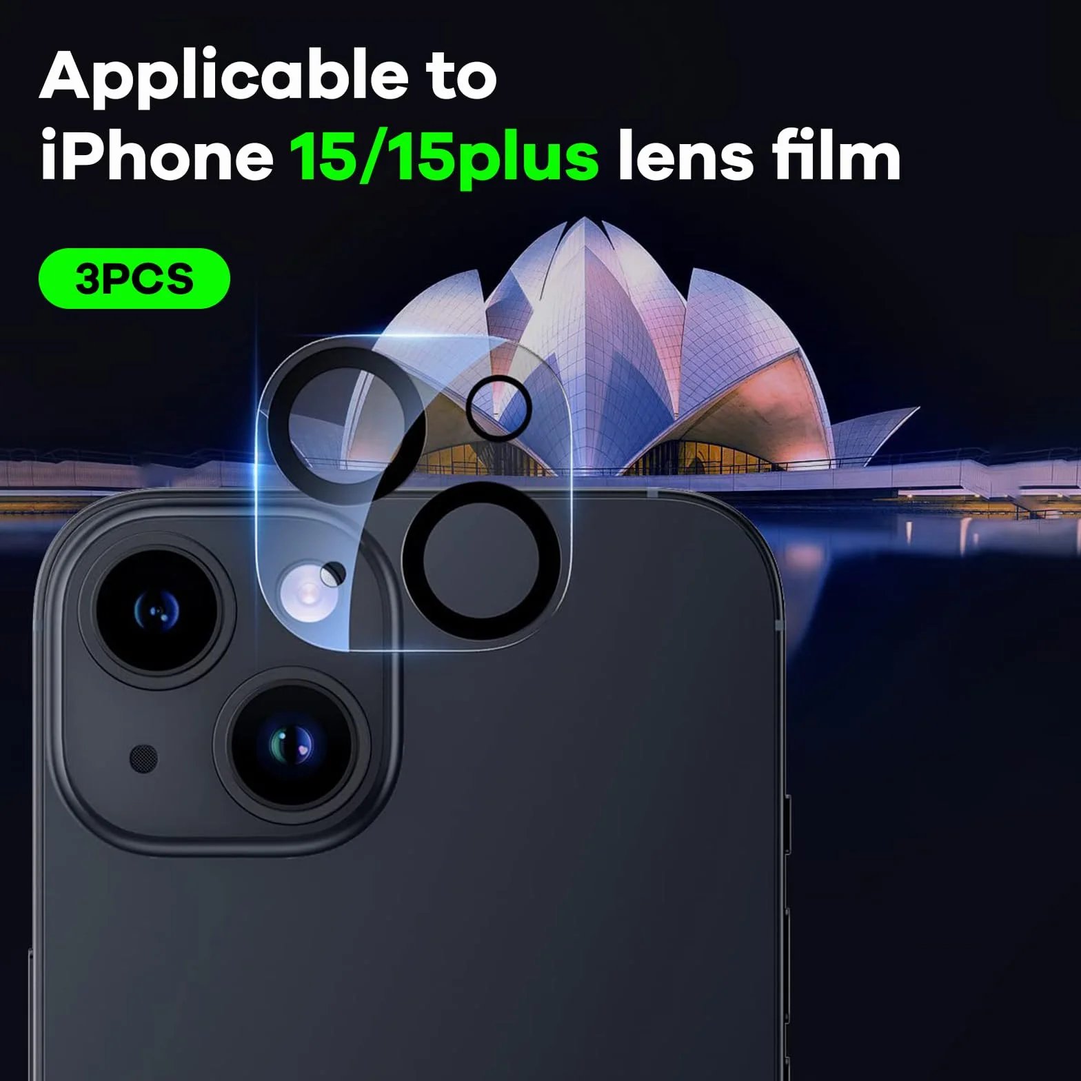 3 sztuki szkła ochronnego na aparat kompatybilne z iPhone 15/iPhone 15 Plus, ochrona aparatu [szybka instalacja 10S, odporna na zarysowania, twardość 9H, przezroczyste HD, pełna ochrona