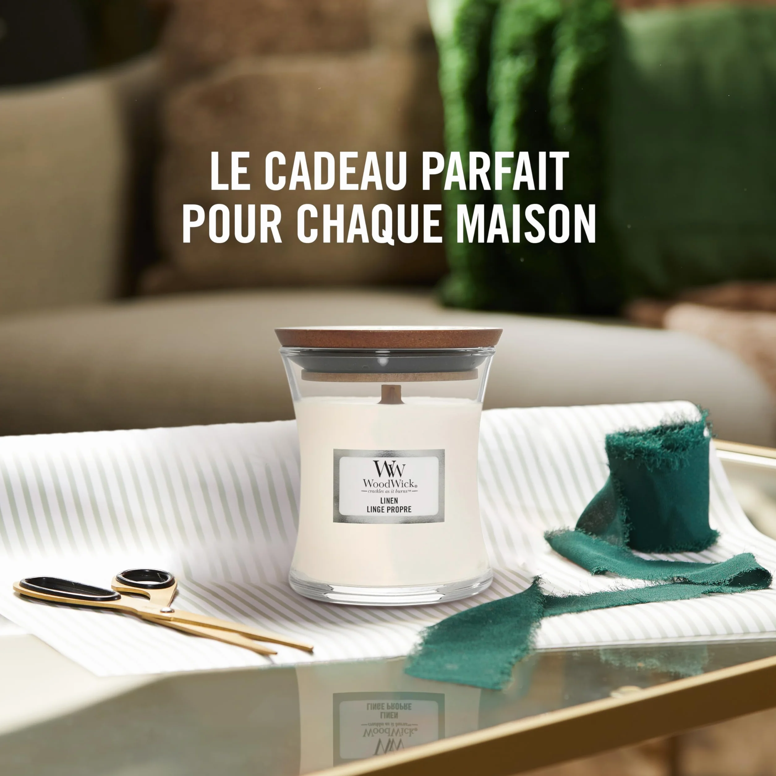 WoodWick bougie parfumée moyenne mèche bois crépitante Gousse vanille 20 heures combustion