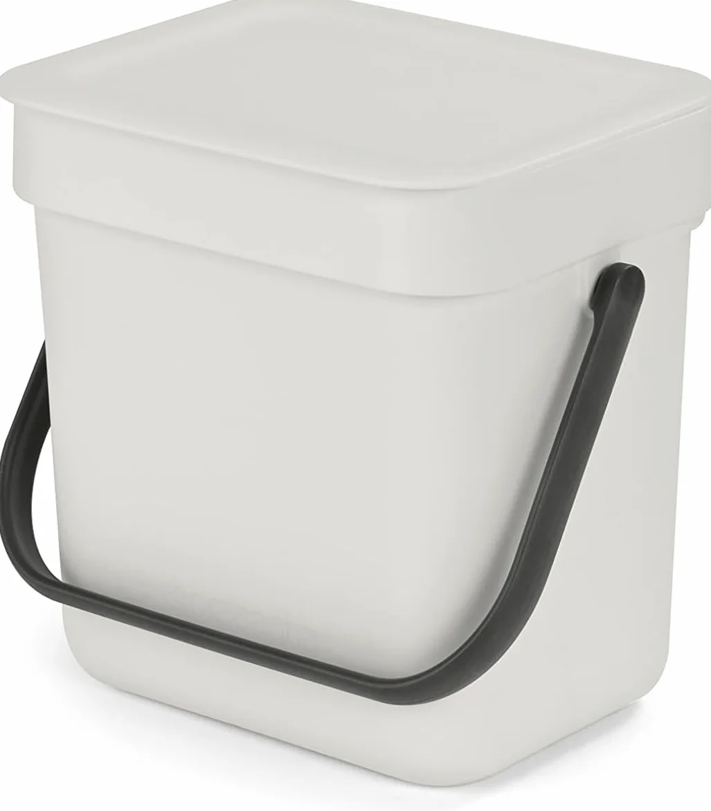 Brabantia Poubelle Sort & Go 3L Gris clair Système tri déchets poignée transport