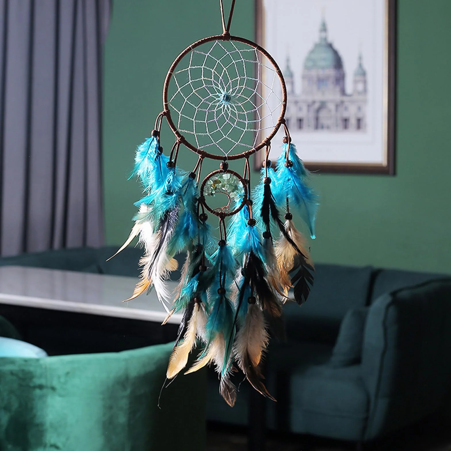 Attrape-Rêves Fait Main Capteur de Rêves Décoration Murale Mobile pour Chambre Maison