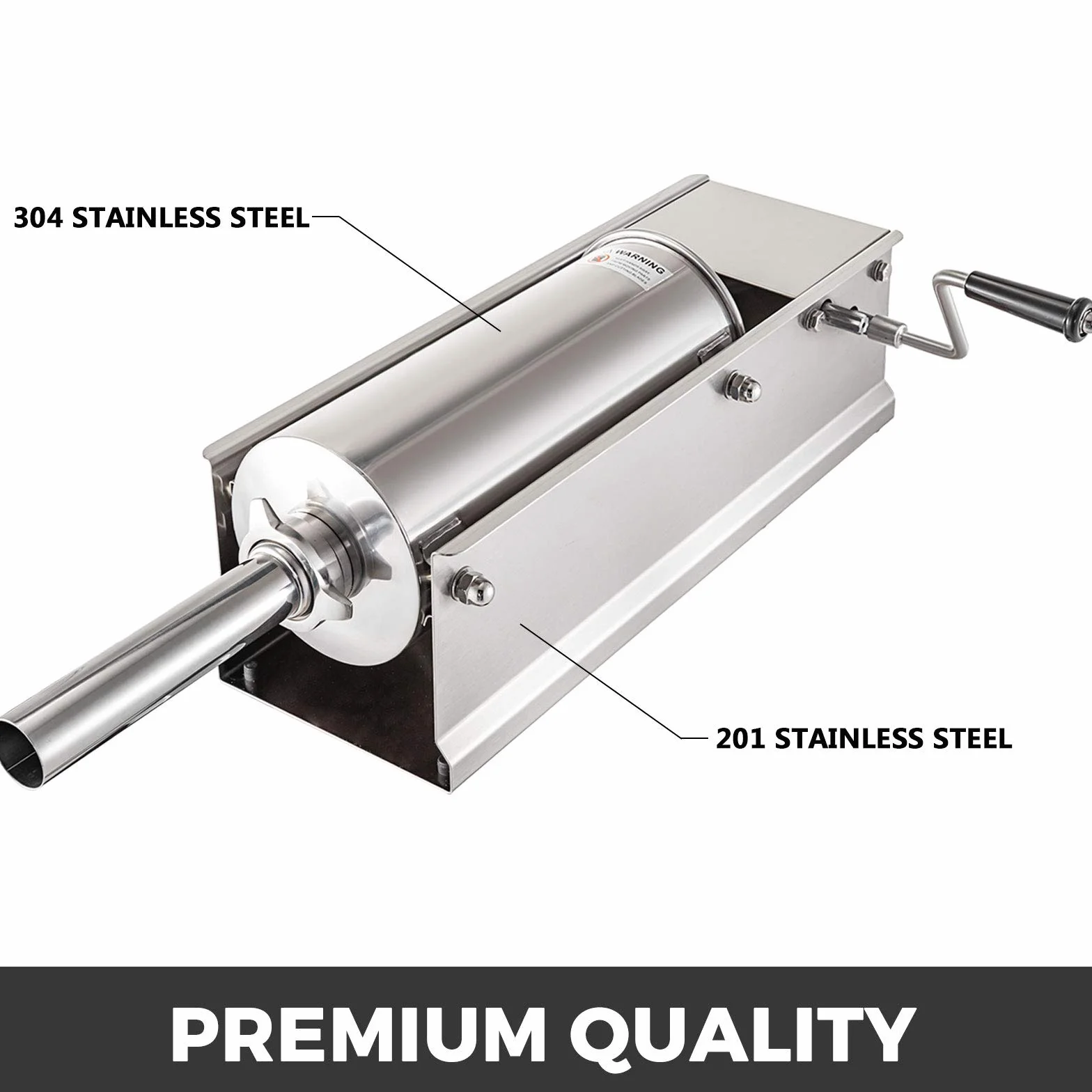 VEVOR Manual Sausage Stuffer, 7 L / 15 LBS Horizontal Sausage Machine, Dual-Speed Meat Stuffer, Made of Food-Grade 304 Stainless Steel, Includes 5 Stuffing Tubes, for Home Kitchen Restaurant Commercia