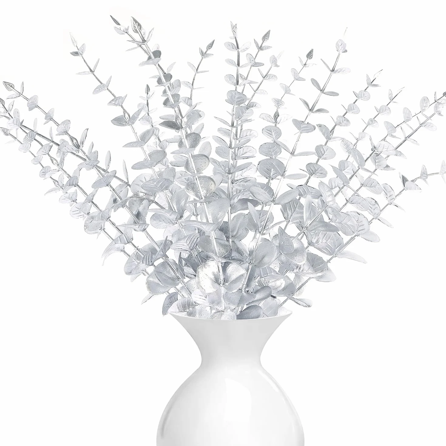 Faux Branche Eucalyptus Artificiel 20pcs Argent Décoration Mariage Maison