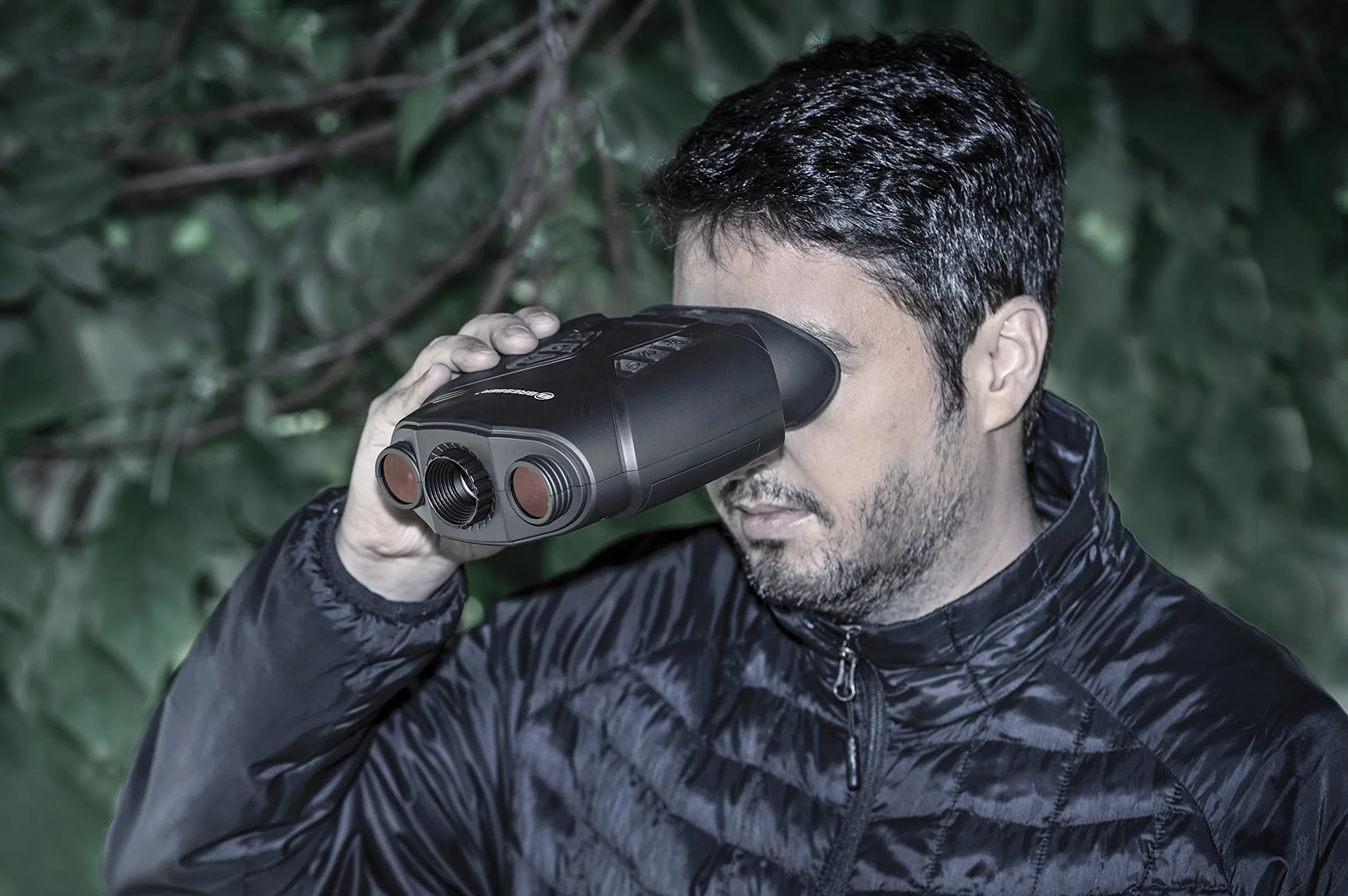 Bresser Cyfrowy noktowizor Binokular 3X Nightlux 200 Pro z zoomem cyfrowym (2-krotny), oświetleniem na podczerwień, dużym wyświetlaczem, funkcją zdjęć i wideo