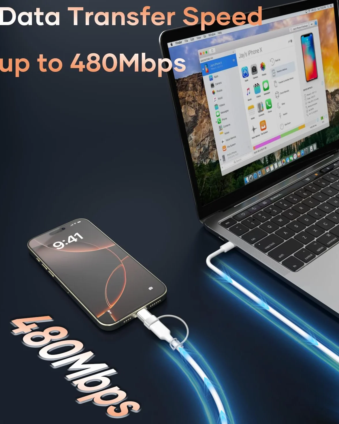 Adaptateur Lightning vers USB C pour iPhone 15/16 Pro/Plus/Pro Max, Samsung S24, Charge et Transfert de Données, Câble Type C