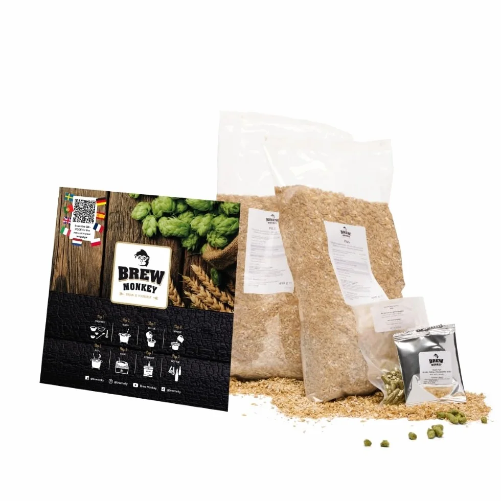 Brew Monkey® Kit de Brassage Bière Blonde | Kit Base de 5L | 6,4% ALC. | Kit Fabrication Bière | Idée Cadeau Homme | Kit Bière | Coffret Cadeau Homme | Fête des Pères