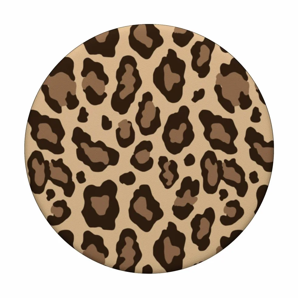 PopSockets PopGrip Adhésif Motif Léopard Imprimé Fourrure Beige/Marron