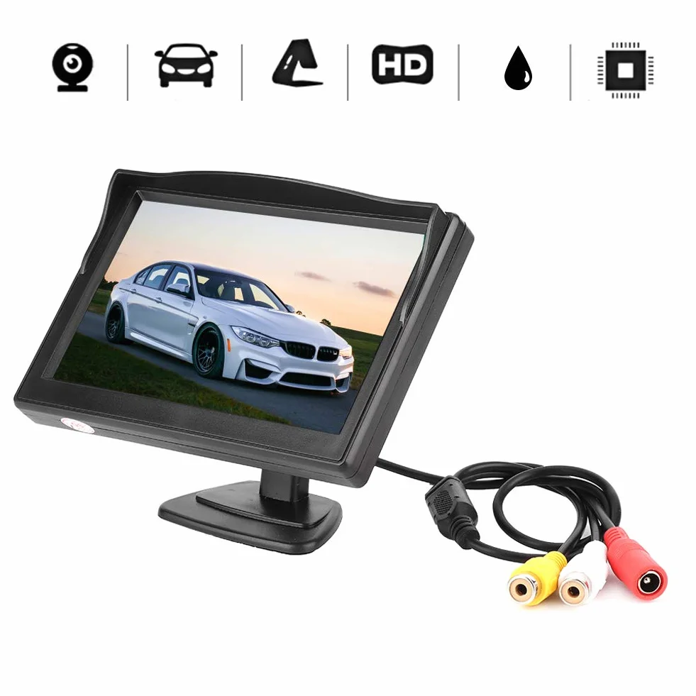 Samochodowy Monitor HD TFT LCD 5-calowy 2-kanałowy Odtwarzacz Wideo z Wejściem AV do Kamer Cofania (brak aparatu)