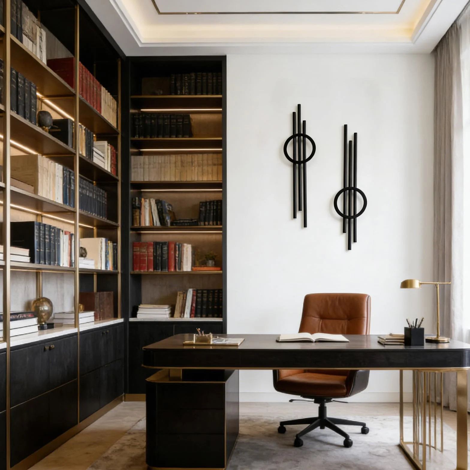 YiYa décoration murale en métal géométrique noir 2 pièces pour salon chambre