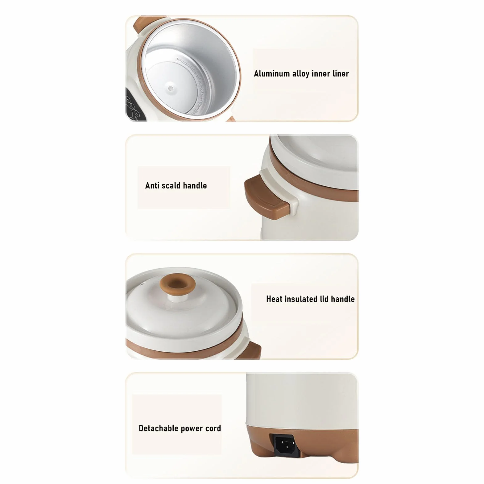 Marmite électrique, Cuiseur de Bouillie de Soupe en Céramique, Mijoteuses 235W avec Couvercle, Marmite électrique en Céramique de 1,8 L pour Simple (Prise UE)