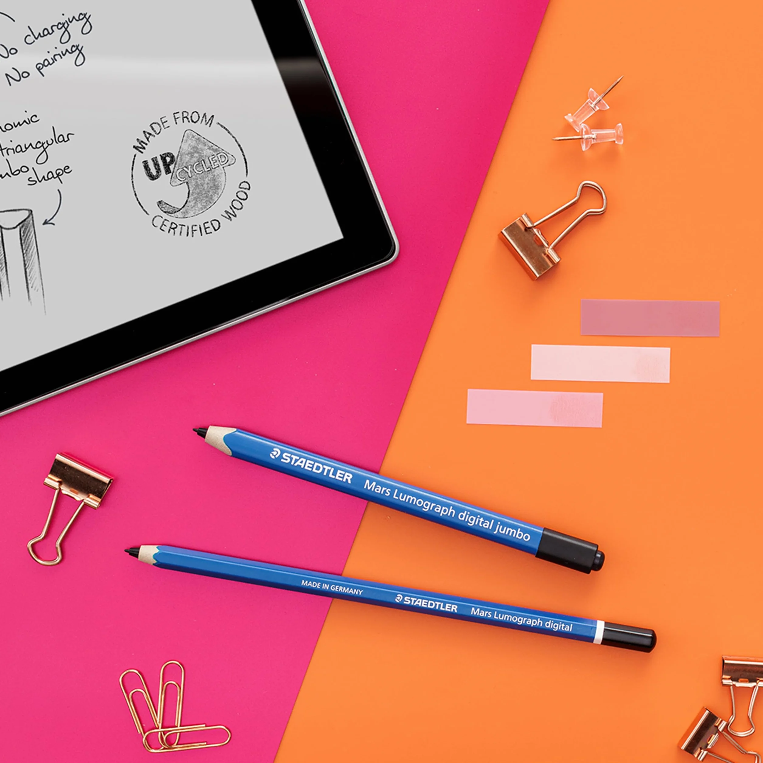 Staedtler Mars Lumograph digital classic 180 22. EMR rysik do cyfrowego pisania i rysowania na ekranach dotykowych EMR (klasyczny kształt sześciokątny, 4096 stopni nacisku, cienka końcówka 0,7 mm)