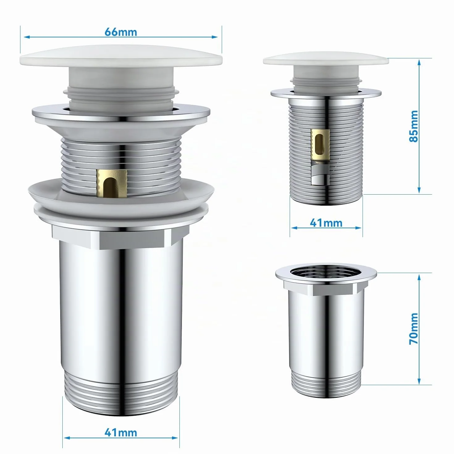 Bonde de Lavabo Blanc Céramique Clic Clac avec Panier Filtrant, Universel G 1 1/4