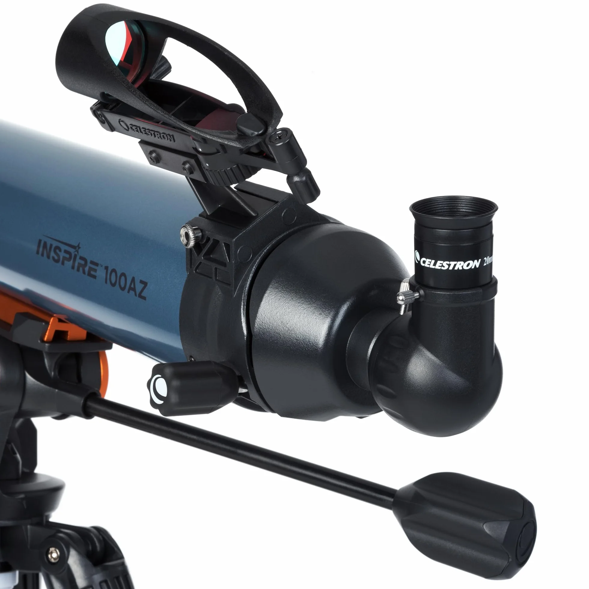 Celestron 22403 Inspire 100AZ - Teleskop refrakcyjny Celestron 22403 Inspire 100AZ z wbudowanym adapterem do smartfona, niebieski