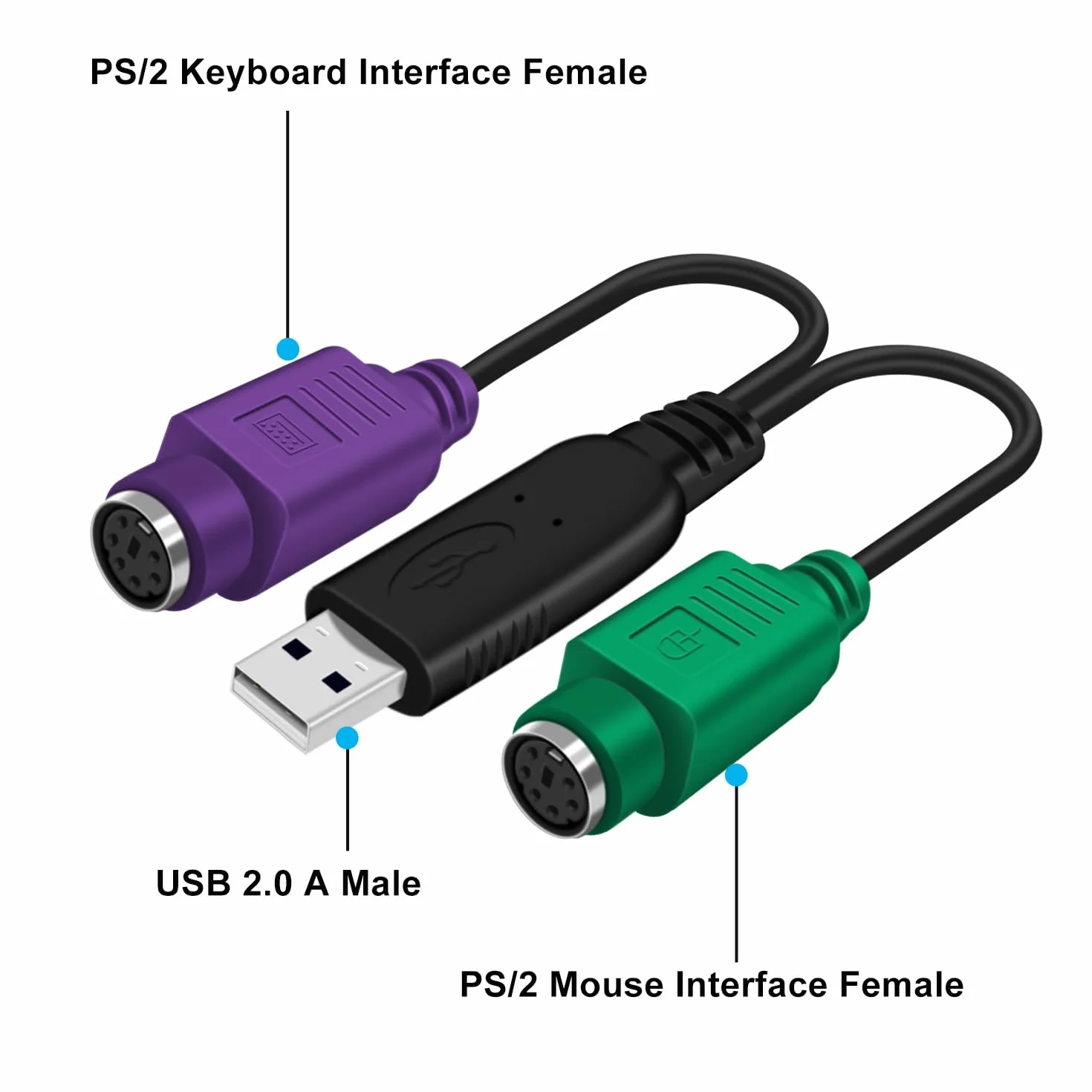 Adaptateur Clavier USB vers PS/2 Femelle USB Male avec Puce Intégrée Plug and Play
