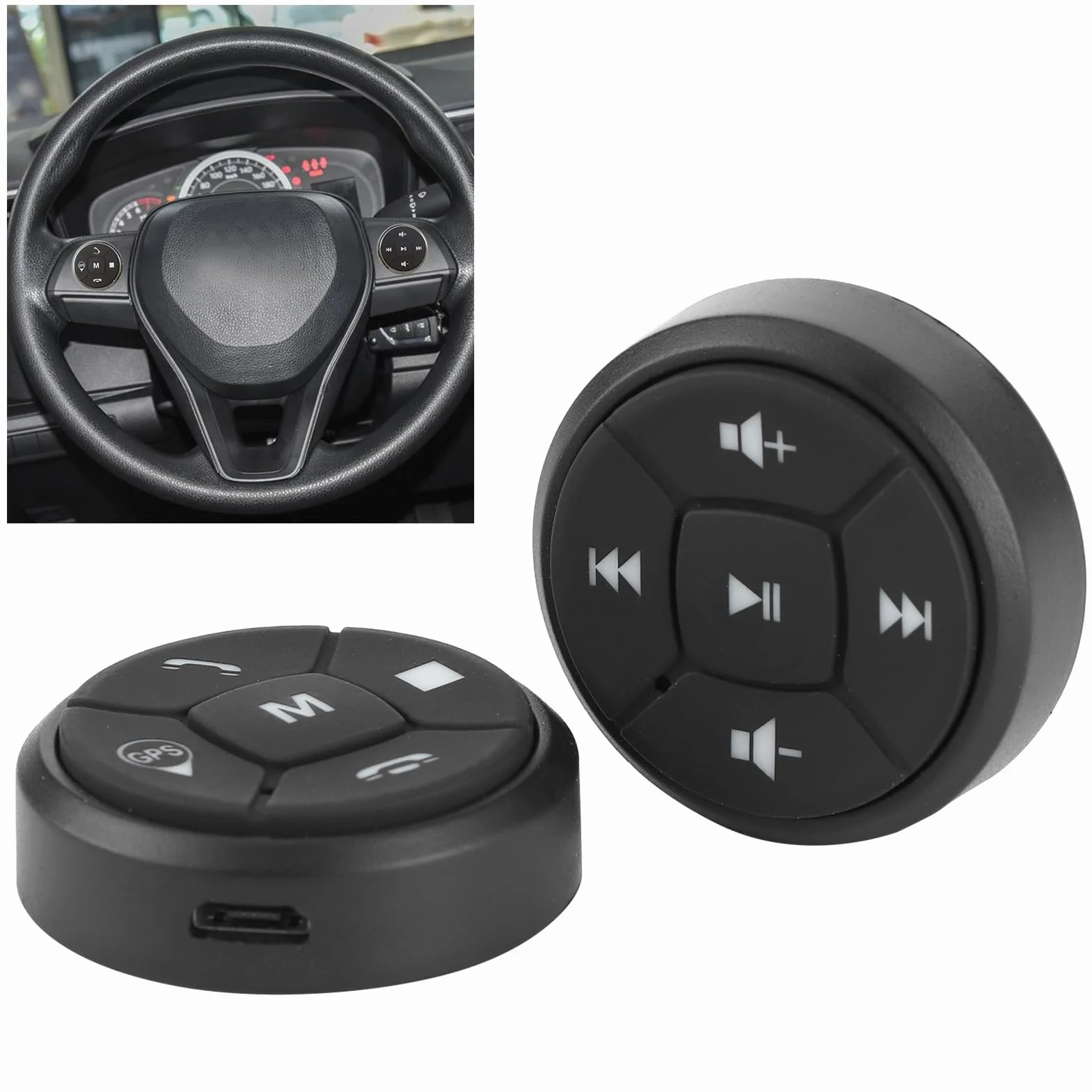 Akozon Zestawy przycisk sterowania kierownicą samochód bezprzewodowy pilot Gps Dvd kontroler radiowy przełącznik głośności, pilot do przenośnego kontroler kierownicy, zdalny