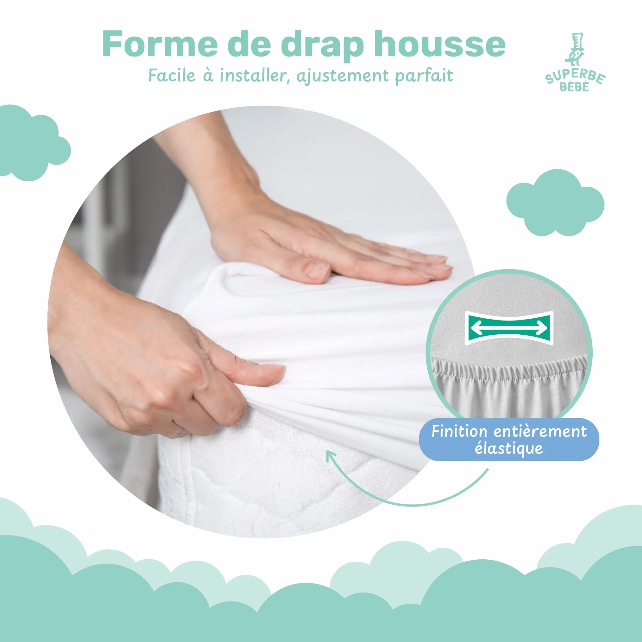 Alèse Matelas Bébé 60x120 Imperméable Lavable en Machine Oeko Tex Garantie 10 Ans