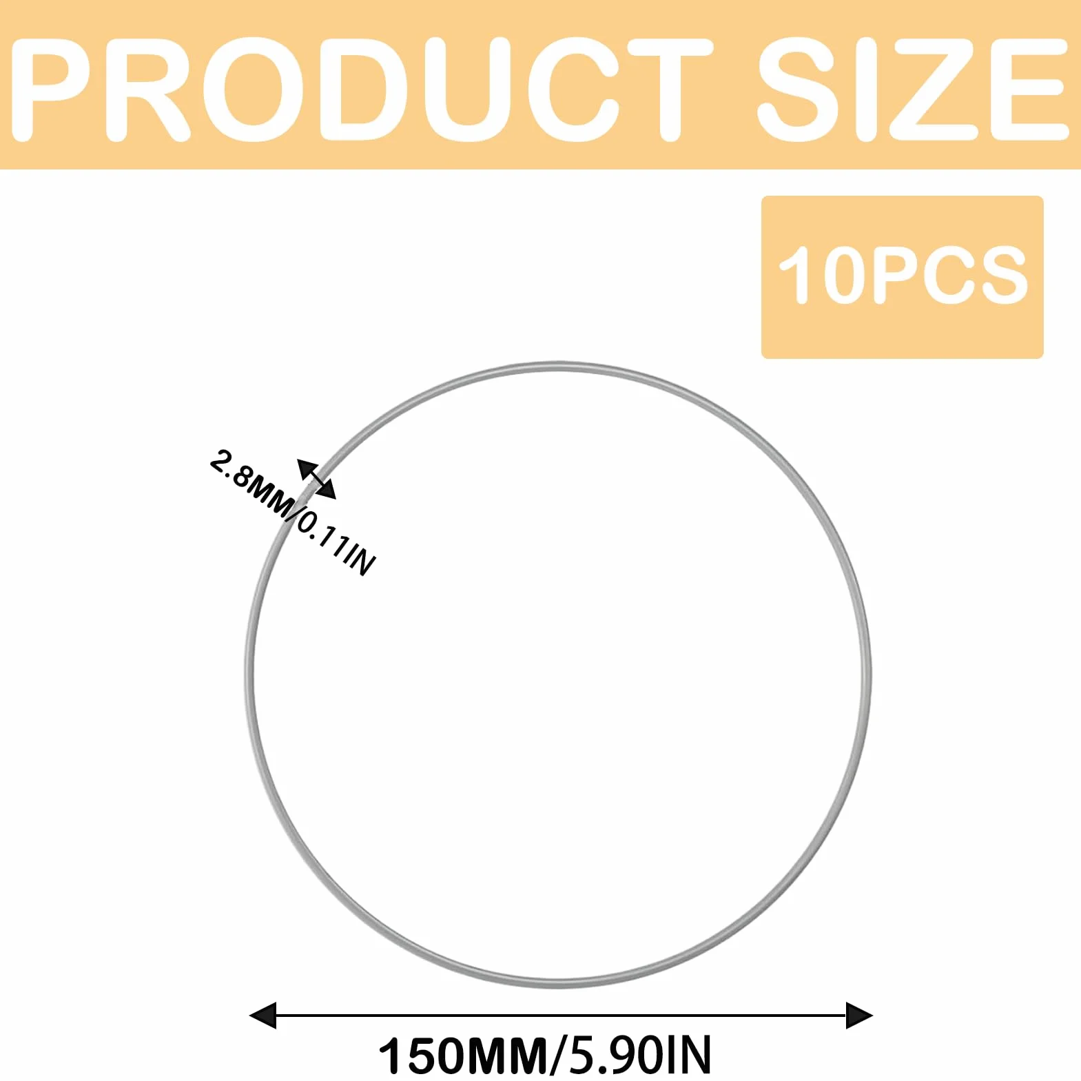 Cercle Métal 15 cm 10 Pièces Attrape-Rêve Macramé Argent