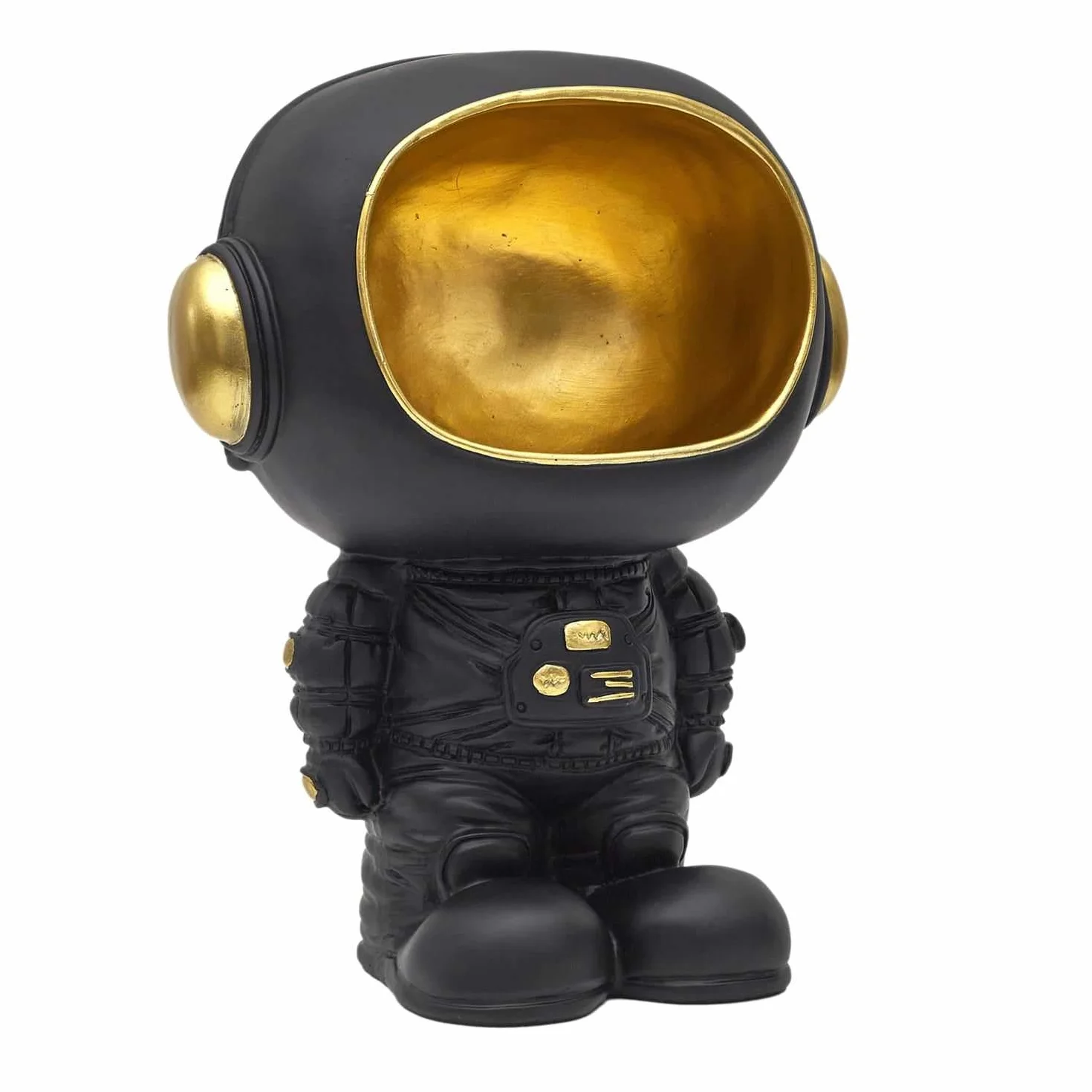 Statue Astronaute Vide Poche Noir 20 cm Objet Décoratif Moderne Design Futuriste