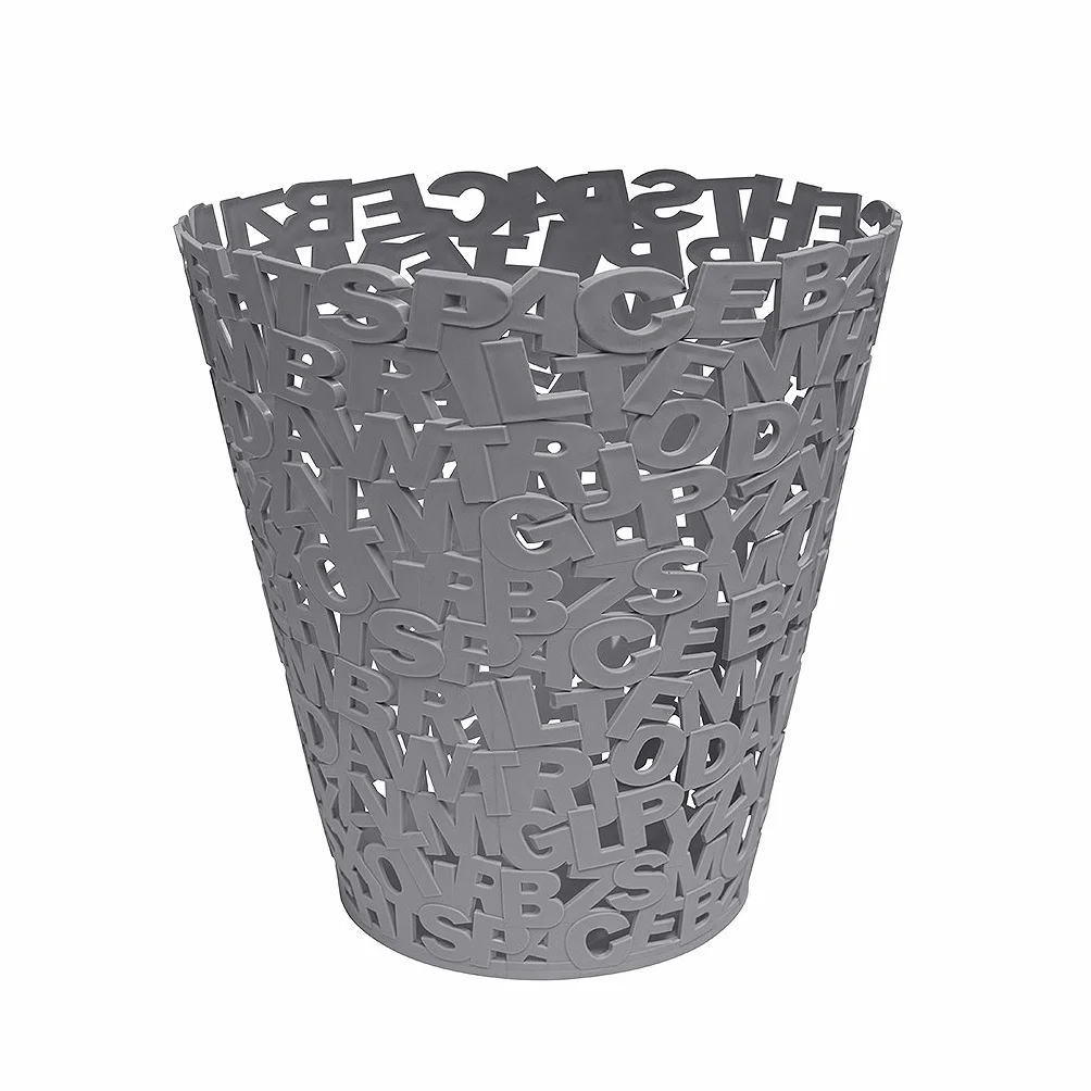 Balvi Corbeille à Papier Lettres Gris Plastique 30cm