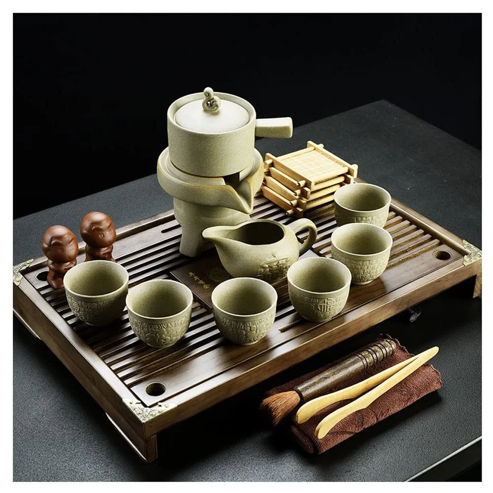 Service à thé, service à thé chinois, service à thé gongfu, service à thé statue de Bouddha, service à thé Kungfu japonais, service à thé Gongfu - théière en céramique, tasse à thé et soucoupe, suppor
