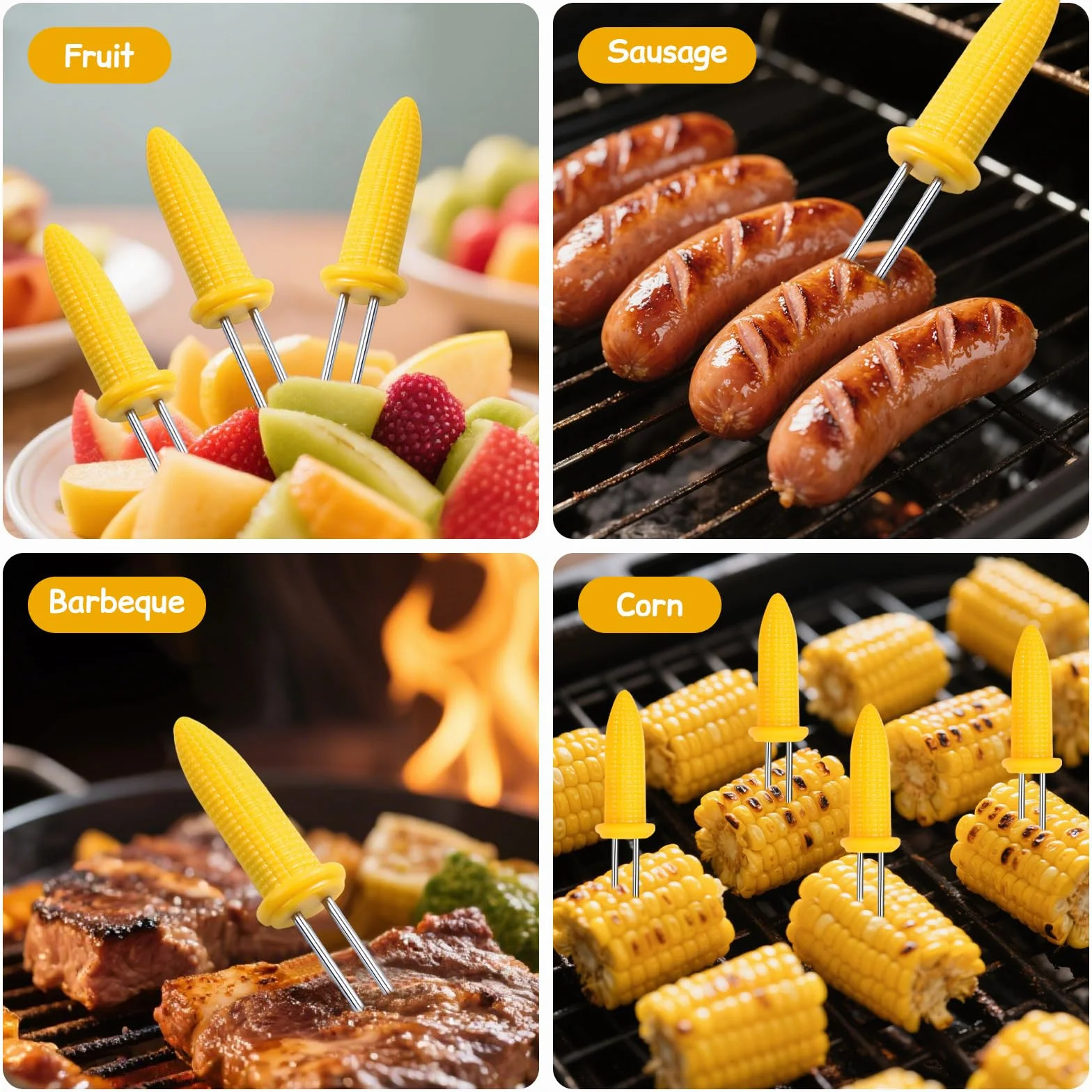 Porte-Épis de Maïs en Acier Inoxydable 20 Pièces – Brochettes pour Grillade avec Boîte de Rangement, Résistant à la Chaleur