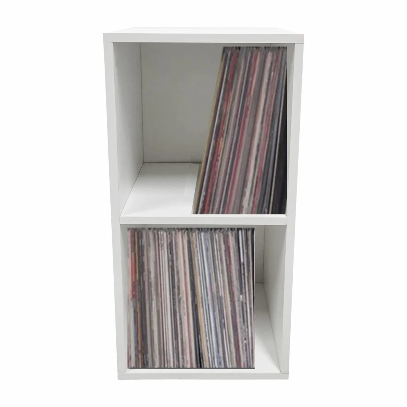 VDD Meuble de rangement pour disques vinyle LP - 2 compartiments - blanc