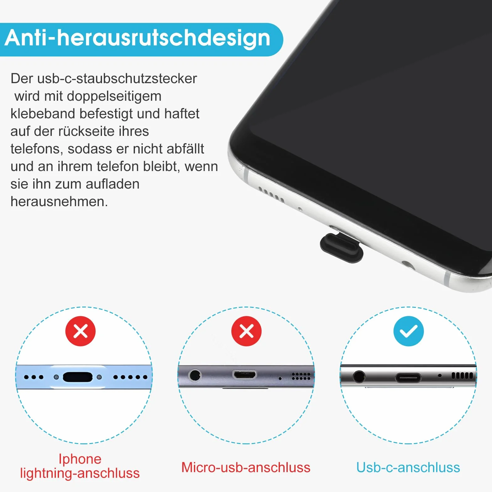8 sztuk zatyczek C, silikoniczna osłona C, port ładowania USB C