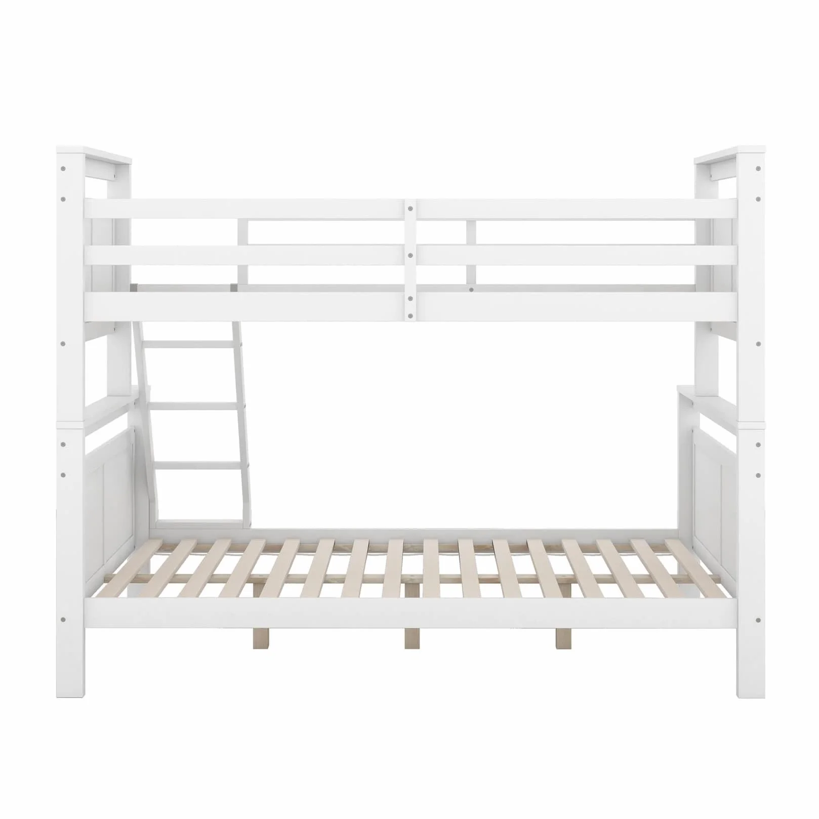 Lit Superposé 3 Places Convertible en 2 Lits,Lit Superposé Enfant 90x200 et 140x200 avec Barrière de lit Haute,Échelle Inclinée,Sommier à Lattes,pour Enfants Ados (Blanc)