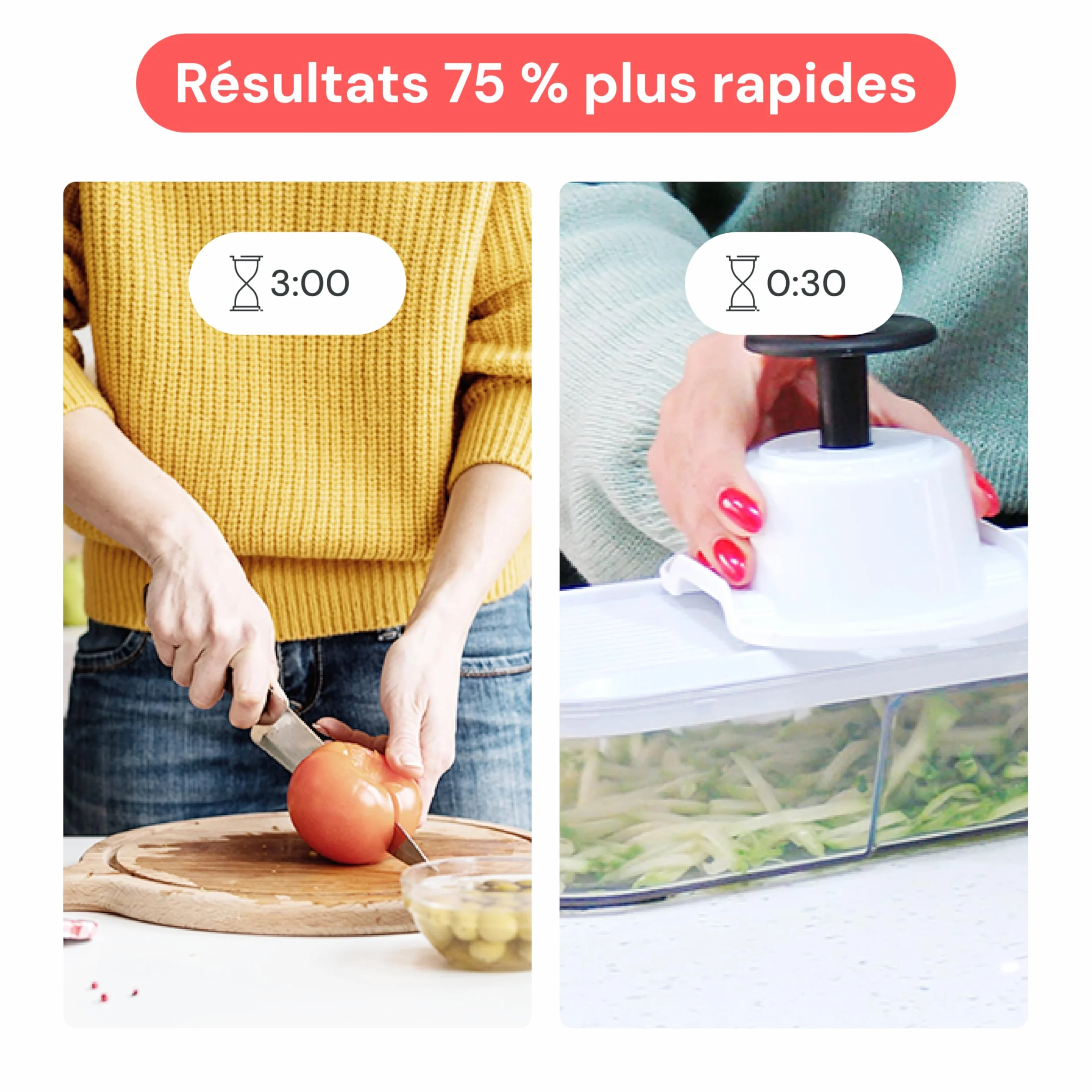 Fullstar Coupe Légumes Multifonctions Mandoline 6-en-1 Blanc - Trancheur Découpe Cube Oignons Carottes Concombres Frites Fruits