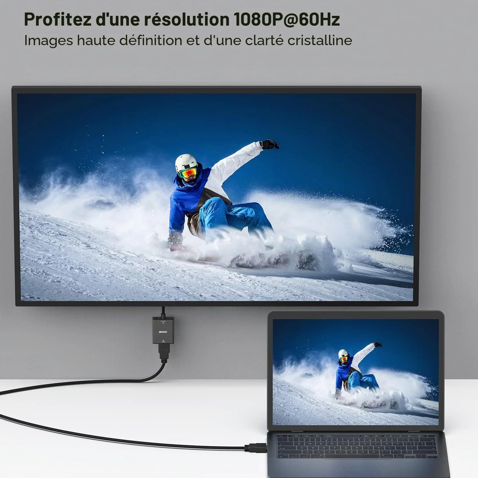 BENFEI Adaptateur HDMI vers VGA Femelle vers Mâle avec Audio 3,5 mm