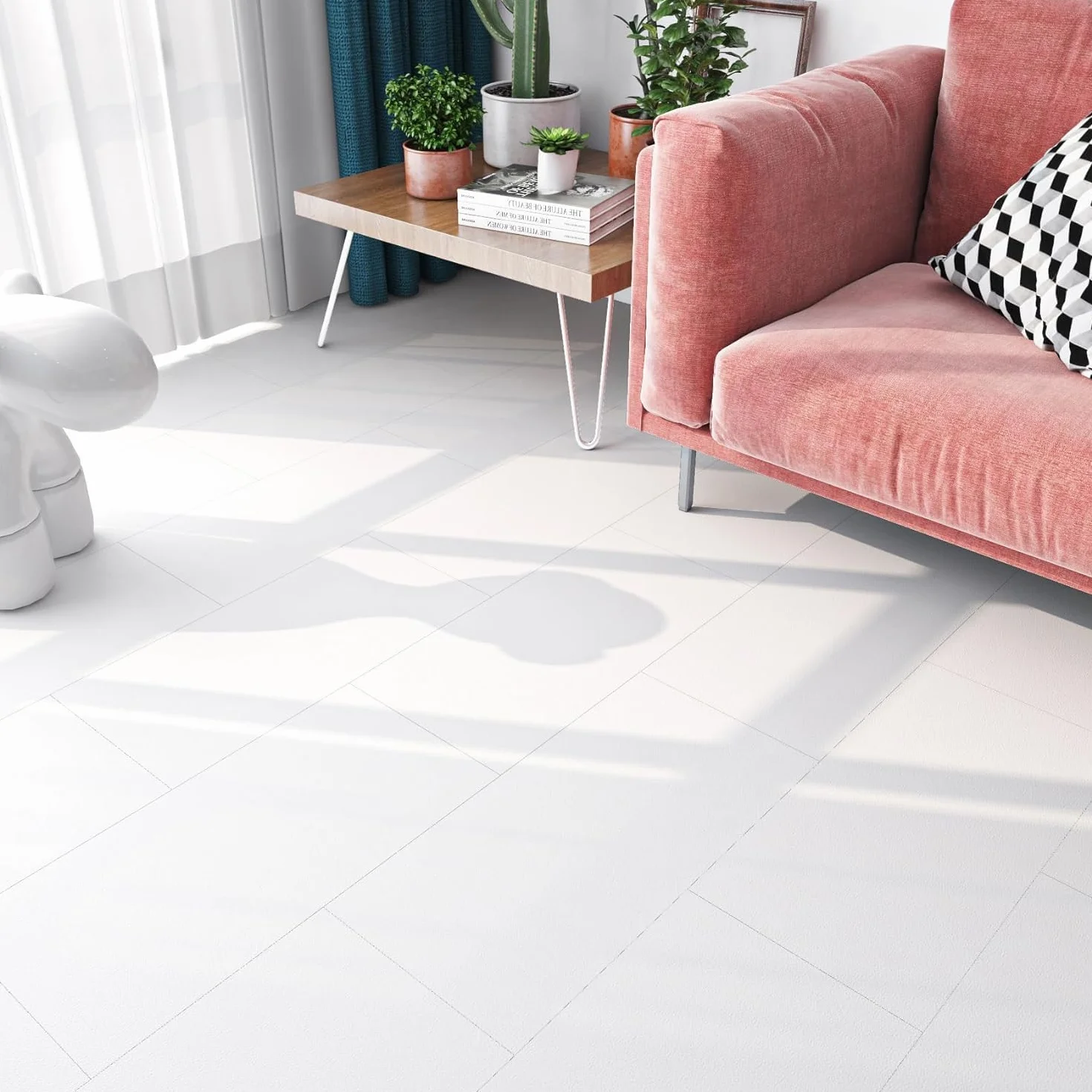 FunStick Dalle PVC Adhesive Murale Blanc Mat 30x60cm 5 Dalles PVC Imperméable Cuisine Salle de Bain