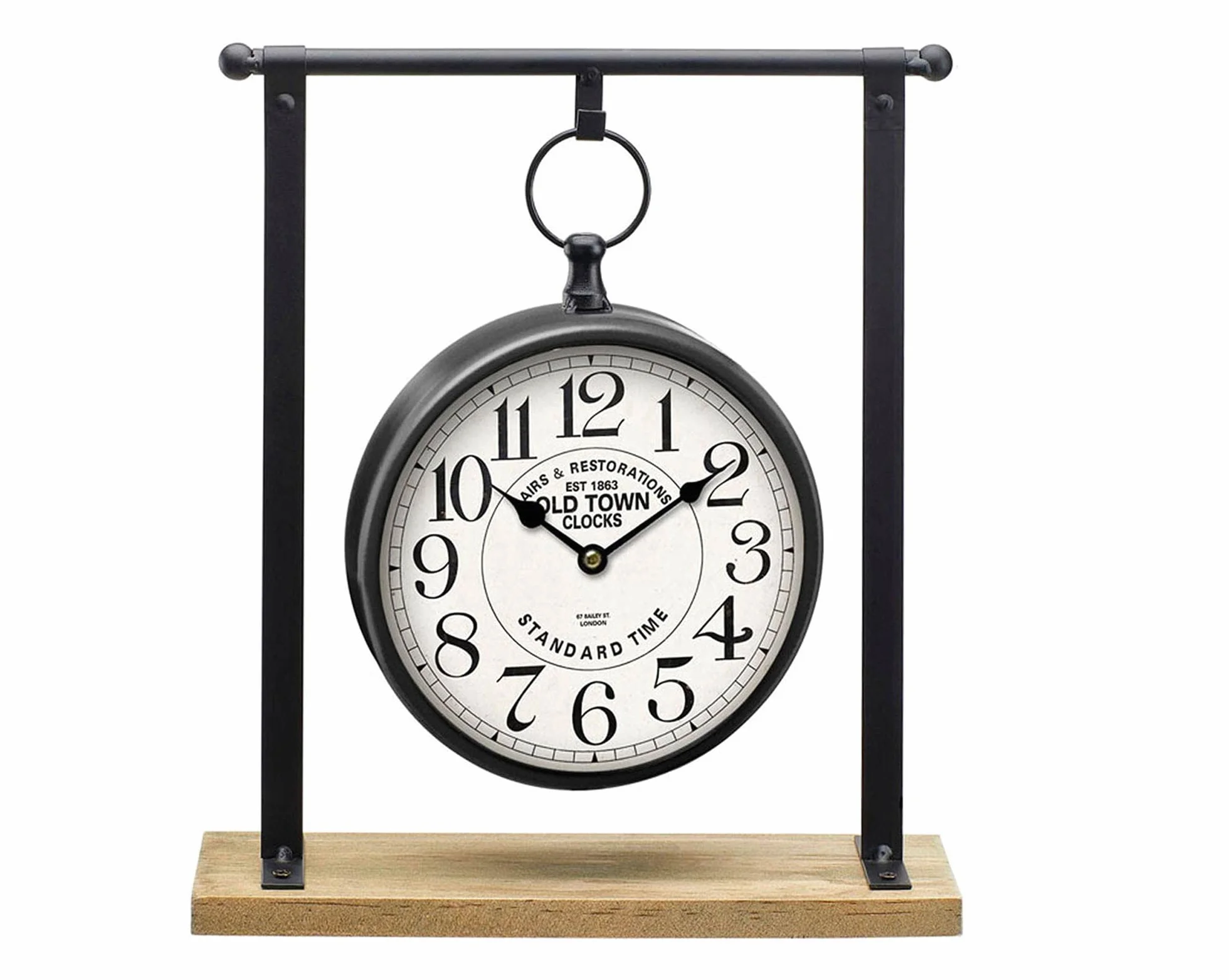 ORIGEN Pendule à Poser et Suspendue sur Socle, Rétro Industrielle, H 32 cm