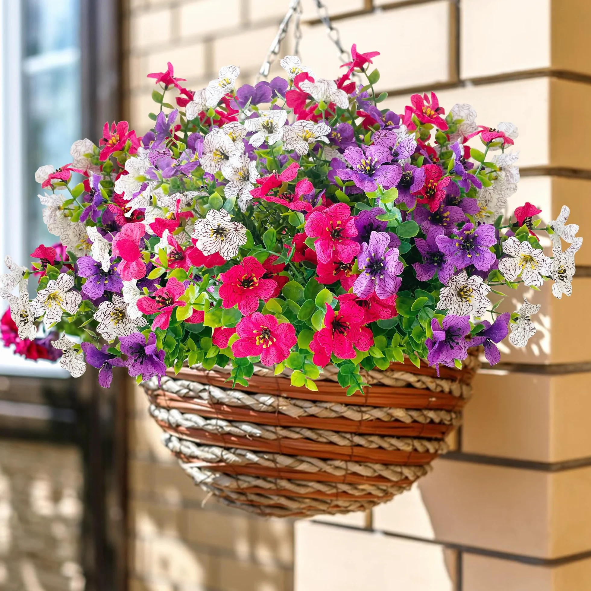 ROLLWAY Lot de 6 Fleurs Artificielles Résistant aux UV pour Extérieur - Décoration Jardin Balcon