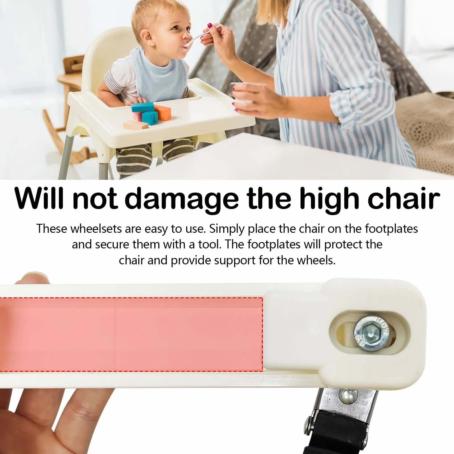 Roulette Compatible avec Stokke Tripp Trapp, Silencieuses Roulette Rotation à 360 Degrés Sans Rayures avec Verrous de Sécurité pour Tous les sols