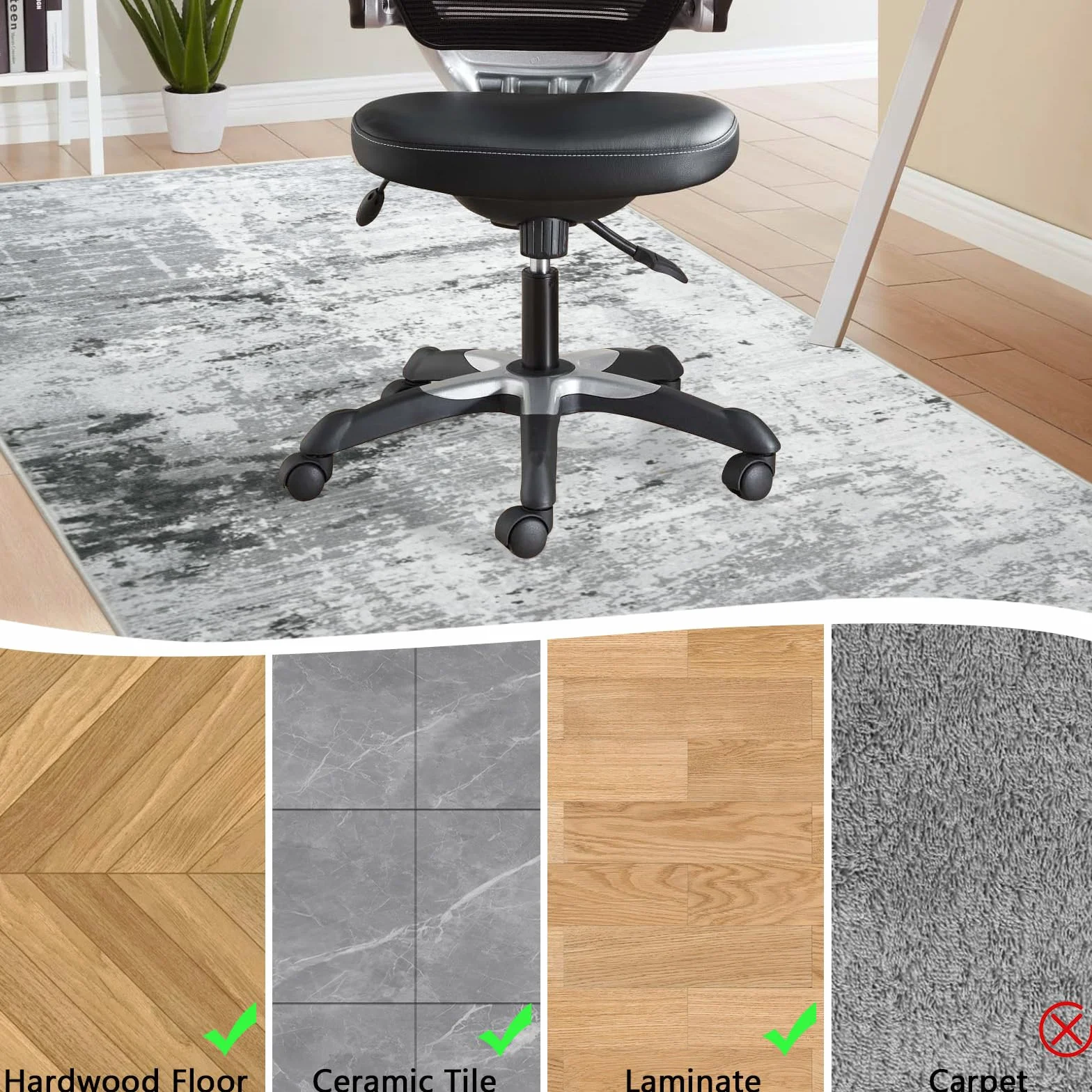Cekene Tapis Chaise de Bureau de Bureau pour Plancher en Bois Dur Gris 120x150cm Antidérapant Protection Sol Chaise Bureau Abstrait Tapis Gaming Sol pour Chaise Roulante