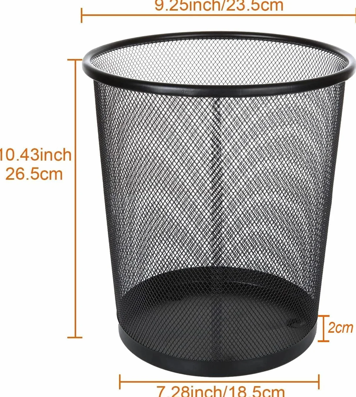 Corbeille à Papier Bureau Noir 9L Métal 4-Pack Poubelle Design Maille Aérée