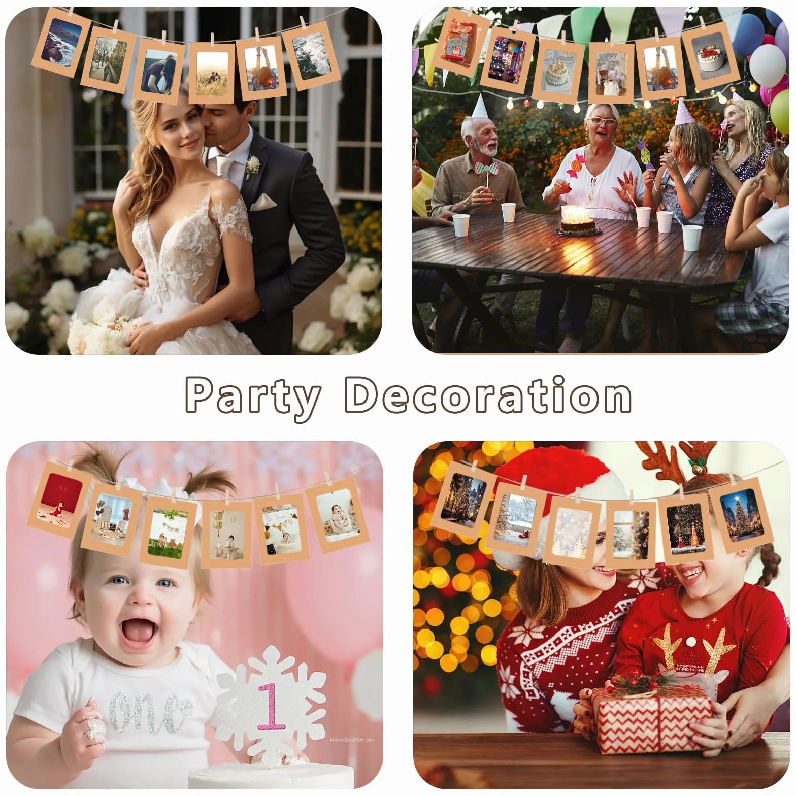 Cadre Photo en Papier Kraft DIY 10x15 30pcs avec Pinces Bois, Cordes Accrocher Photos pour Décoration Murale Kaki