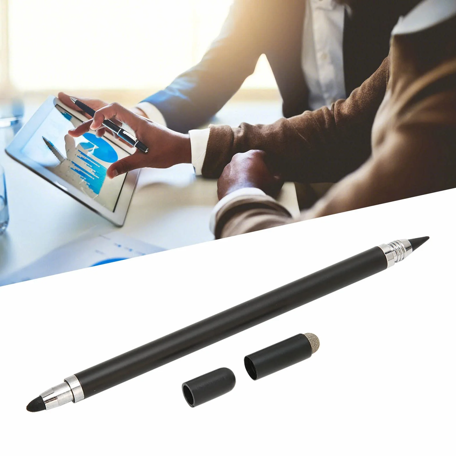 Rysiki, 3 w 1, Uniwersalny Rysik Fine Point do Telefonów Komórkowych Typu Tablet, Uniwersalny Rysik do Ekranu Dotykowego o Wysokiej Czułości z 2 Końcówkami z Włókna, do Pisania(Czarny)