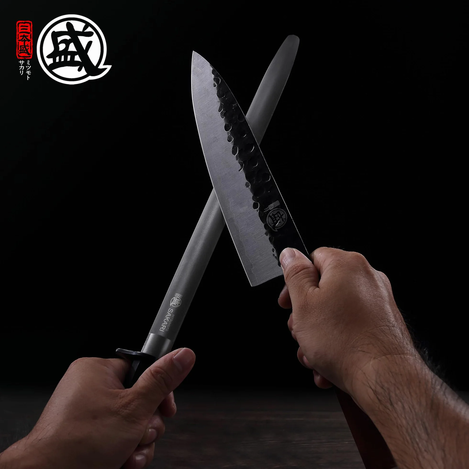 MITSUMOTO SAKARI Fusil à Aiguiser Plat en Diamant 40 cm, Aiguiseur Professionnel pour Couteaux