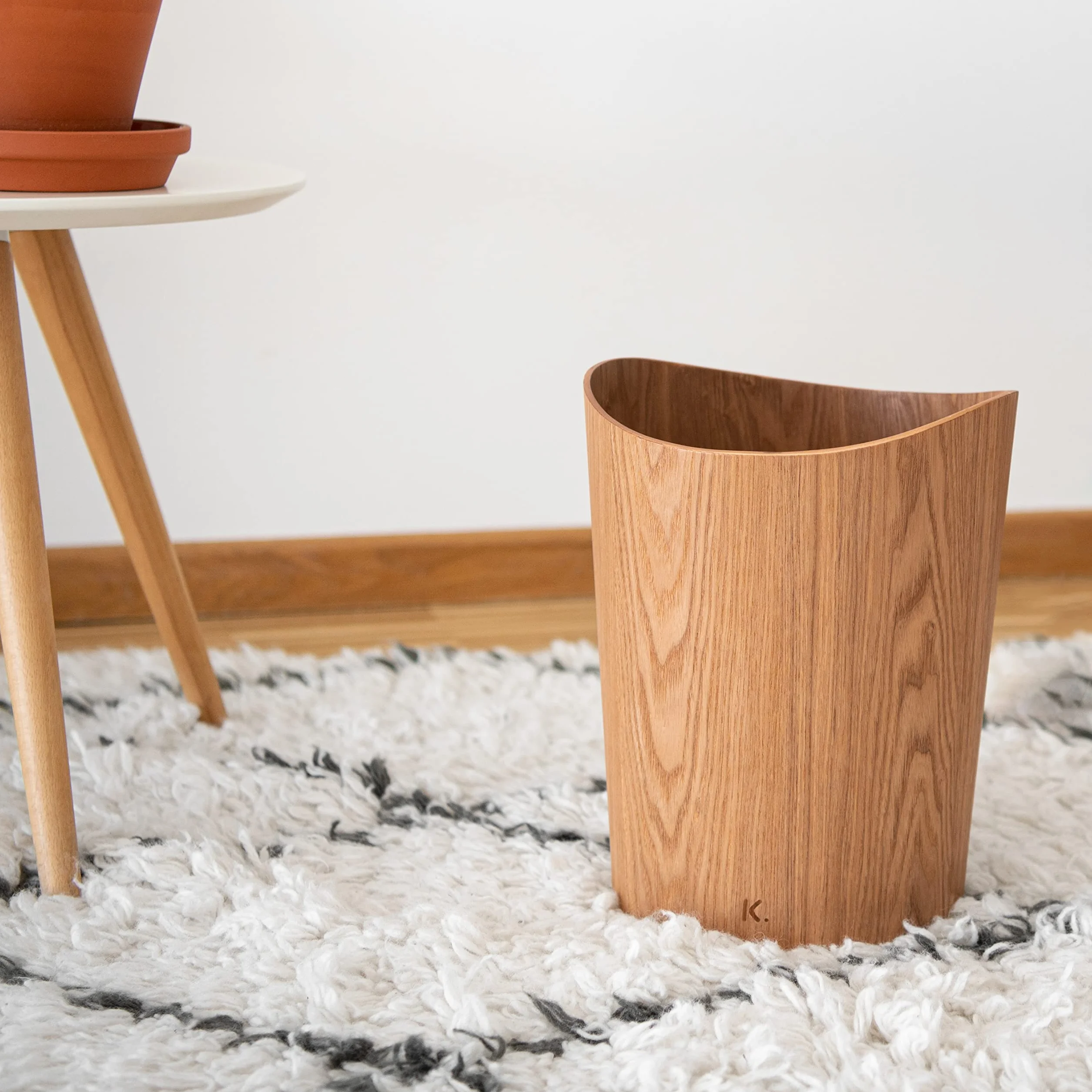 Corbeille à papier en bois véritable Börje 9 litres Frêne