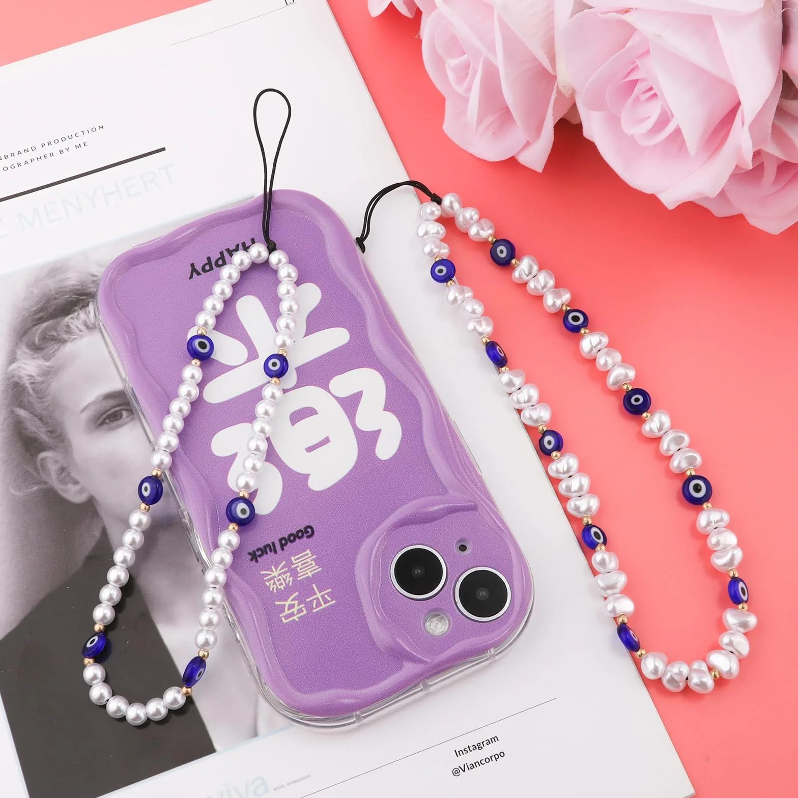 2 szt. Koralik Phone Charm, Okragle o Specjalnym Ksztalcie Koralik Phone Lanyard Zapobiegajace Zgubieniu Pasek na Nadgarstek do Telefonu Uroczy Brelok do Telefonu dla Mezczyzn Kobiet Par