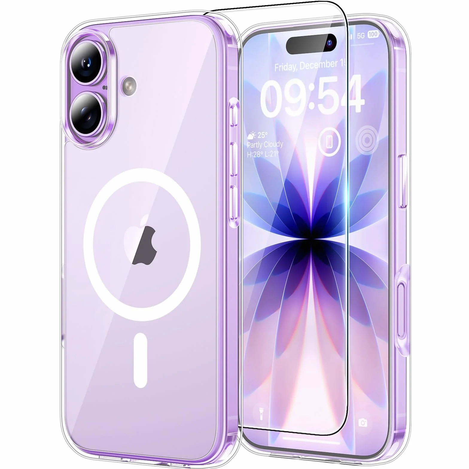 TAURI do iPhone 17 Etui 6.3" z Szkło Hartowane Ochraniacz Ekranu, Kompatybilny z magnetyczne, Nieżółknącą Odporny na Magnetyczna Obudowy - Przejrzysty