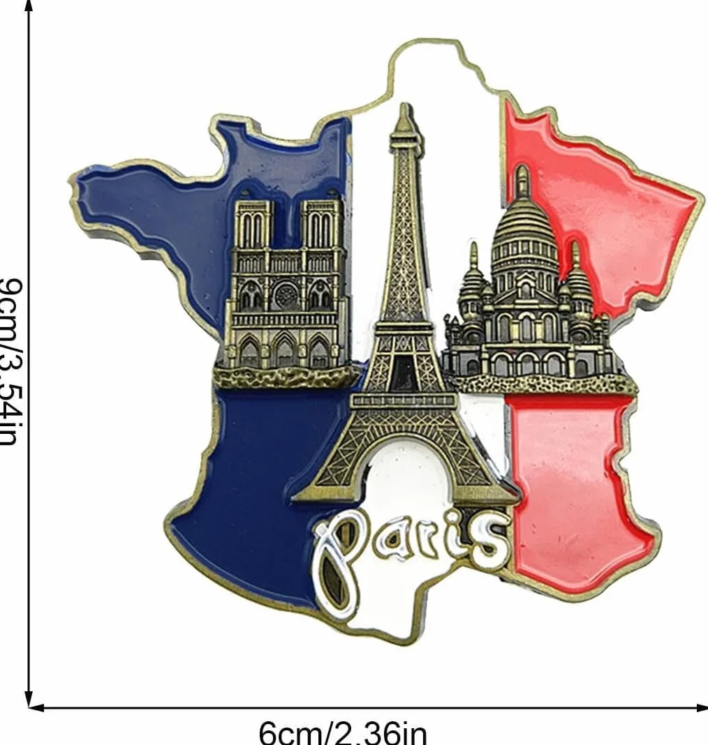 Autocollant multicolore aimants réfrigérateur carte France résine 3D Notre-Dame Paris accessoires