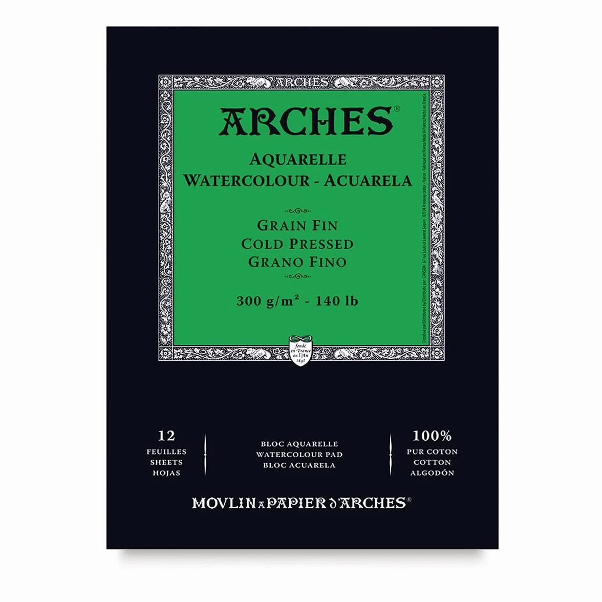 Arches Bloc Enc Aquarelle 14,8 x 21 12 H 300 g Blanc Naturel