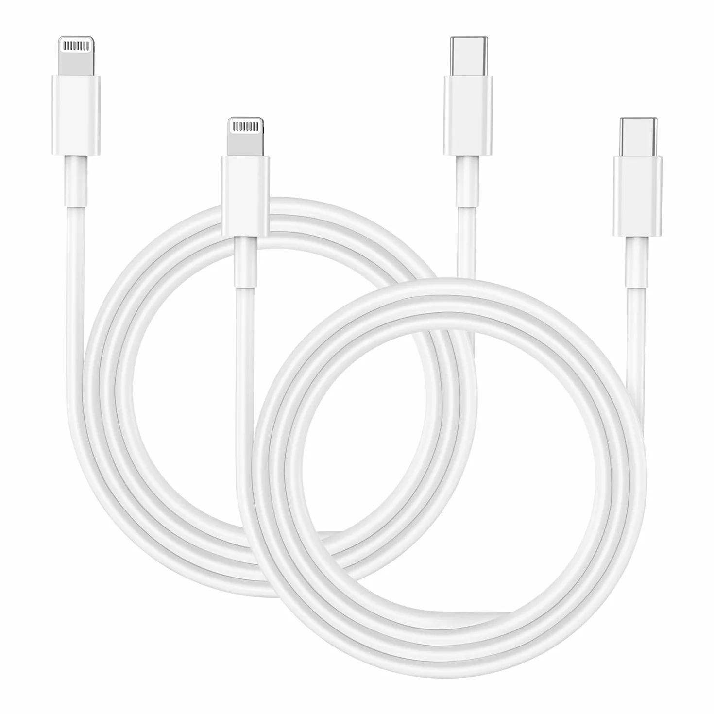Lot de 2 câbles USB C vers Lightning 2 m charge rapide iPhone certifié Apple MFi