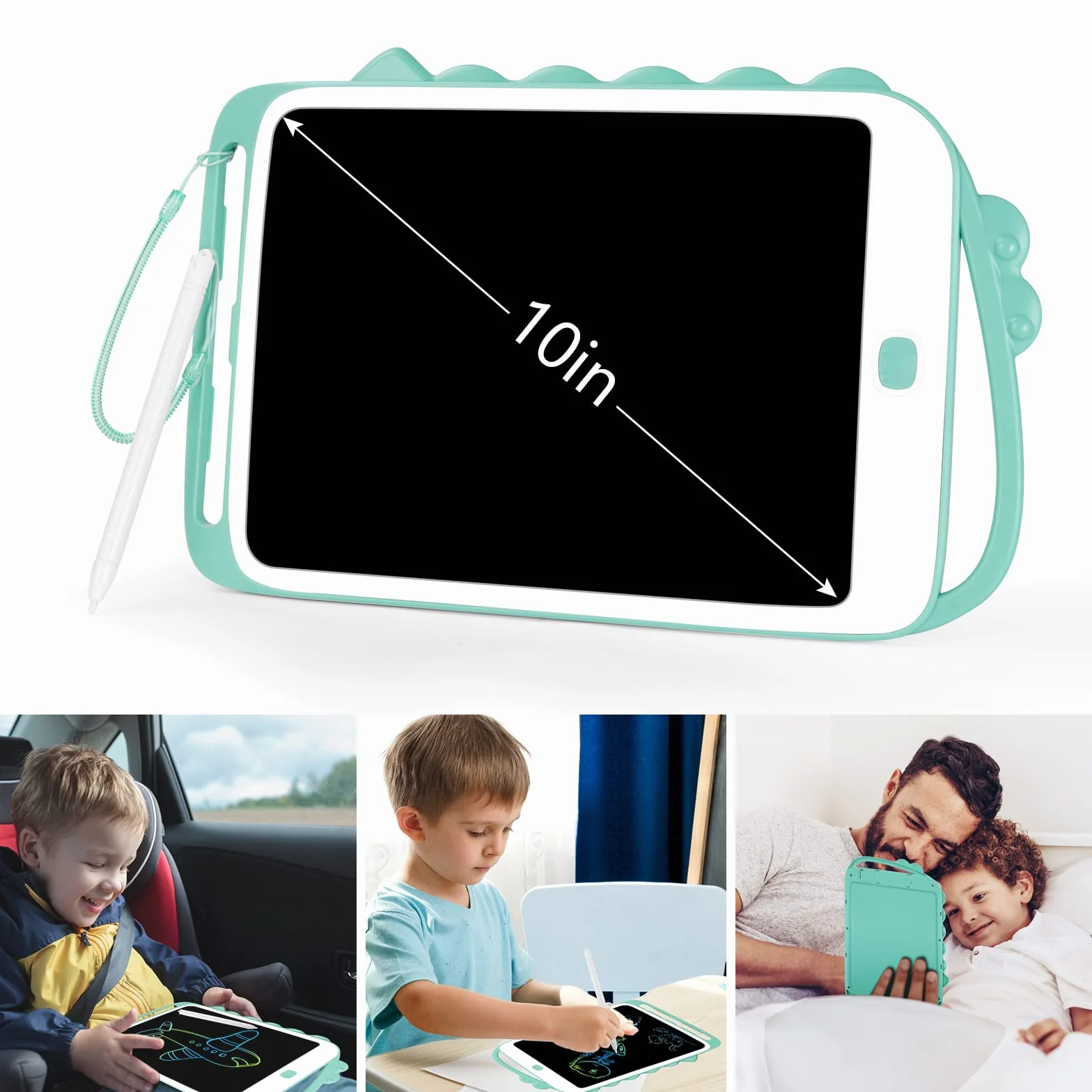 Vicloon Tablette d'écriture LCD 10 Pouces avec Stylo Ardoise Magique Portable pour Enfants et Adultes (Vert)