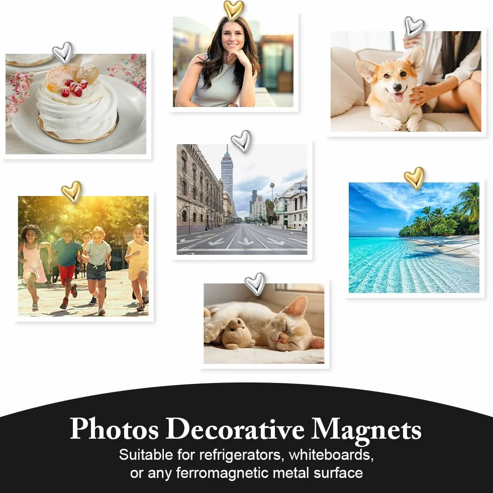 Aimants de Réfrigérateur en Forme de Cœur Vicloon, Lot de 20, Dorés, 3D, pour Frigo et Tableau Blanc