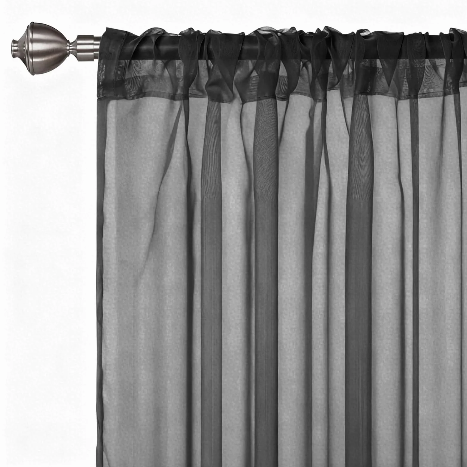 Rideaux Voilages Blanc Panneaux 142x200cm Tulle Organza Intérieurs Noir