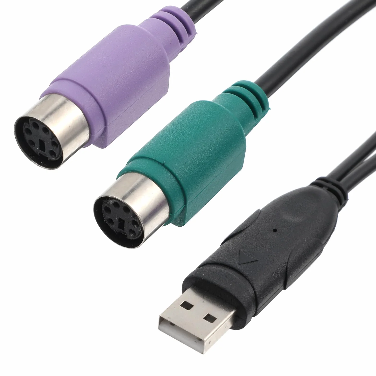 Adaptateur PS2 vers USB actif double pour clavier souris (noir)