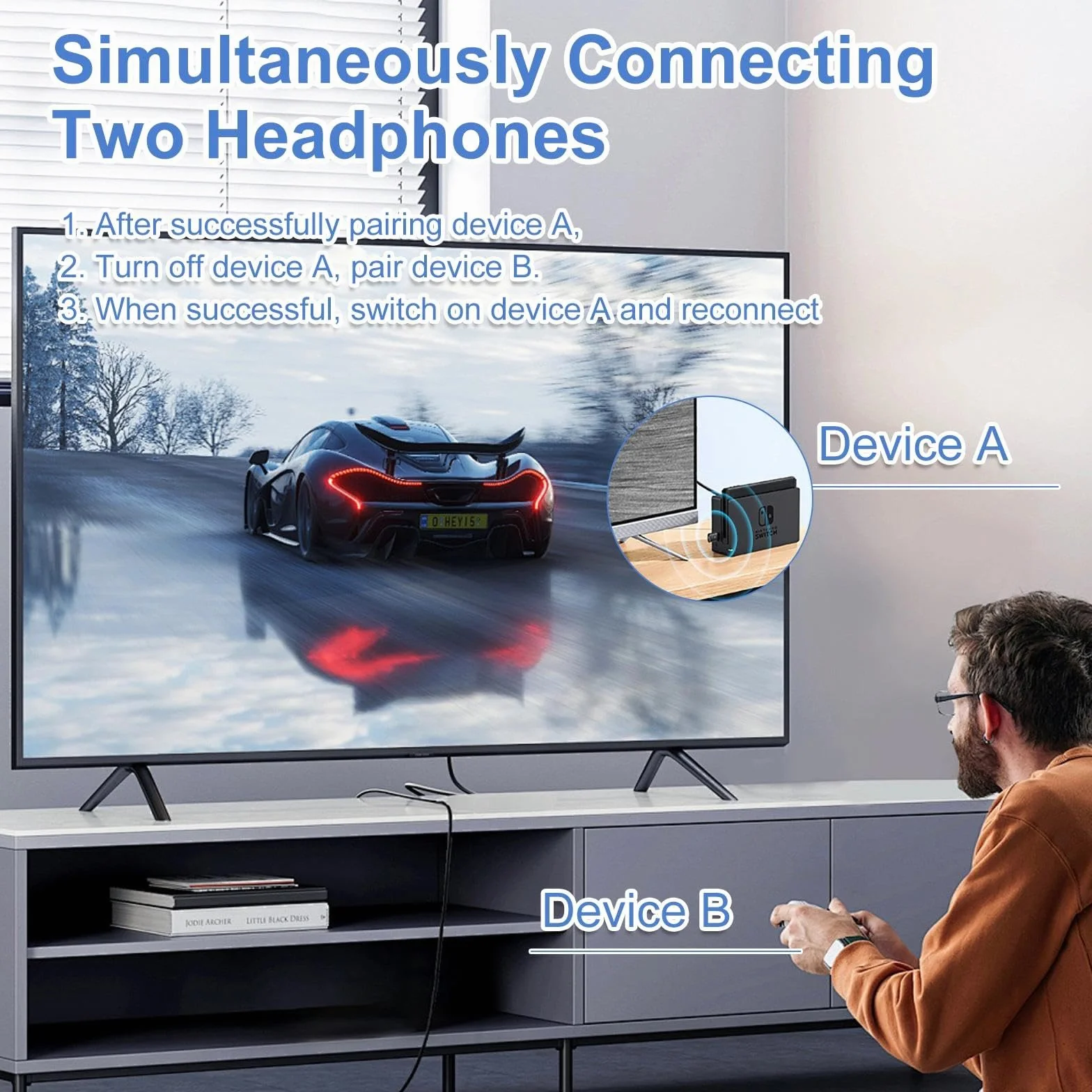 Adapter USB Bluetooth 5.3 do PS4/PS5/PC, odbiornik Bluetooth, transmiter, Dongle USB Audio Adapter Bluetooth Audio Adapte 3 Mbit/s transmiter, odbiornik kompatybilny z konsolą Switch/PS5/PS4
